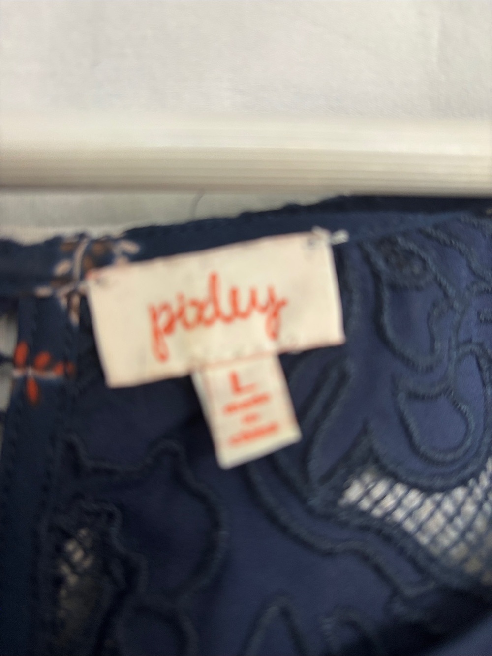 Pixley Navy Floral Cap-Sleeve Blouse with Orange Blooms - Picture 2 of 3